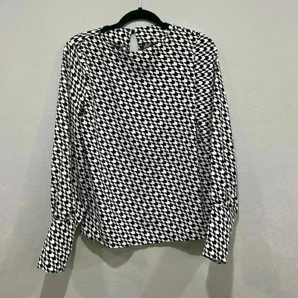 SHEIN black and white checkered business office blouse top size small US 4 shirt